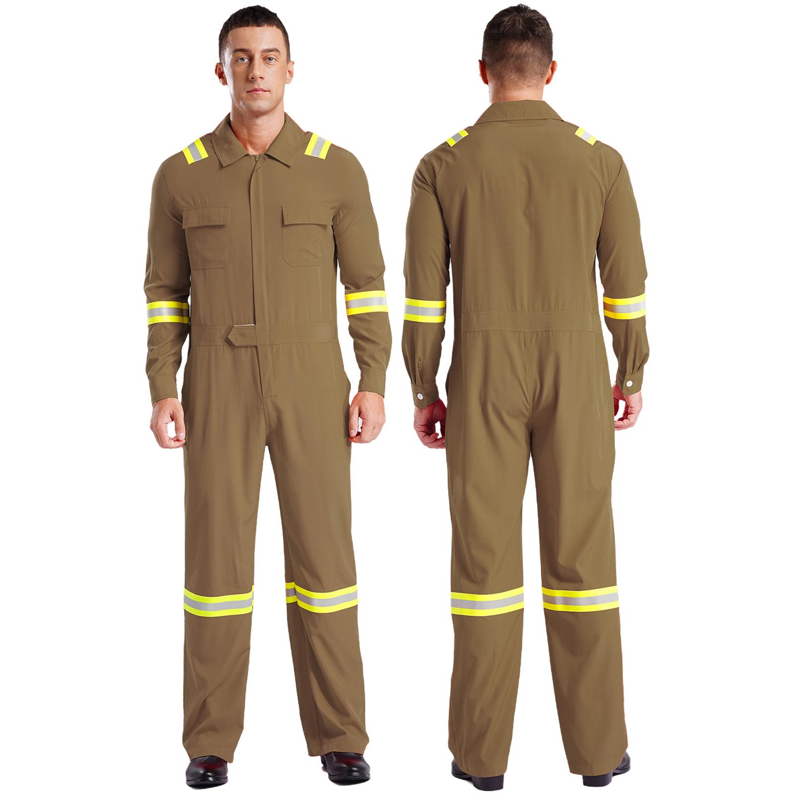 

Чоловічий робочий комбінезон високої видимості зі світловідбиваючими смугами, з довгими рукавами, комбінезони з кишенями XL