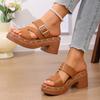 Summer New Versatile Fashion Non-Slip Slippers High Heel Block Heel Flip-Flop Heightening Sandals