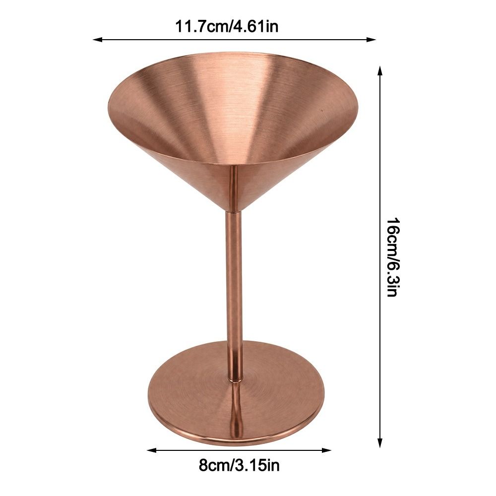Fine Polish Stainless Steel Martini Glass Long Stem Rustproof Reusable Wine Glass Rose Gold 304 Stainless Steel