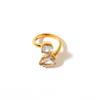 18K Gold Plated Stainless & Titanium Steel Zirconia Ring: Geometric, Waterproof, Adjustable & Irregular Shape for Women