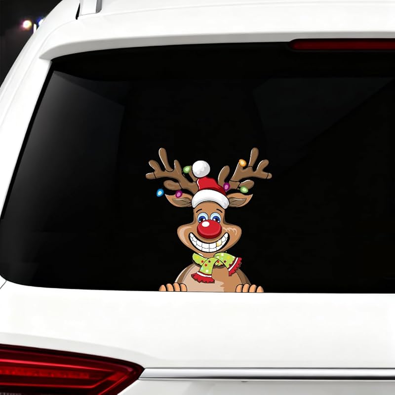 Christmas Decor Elf Peeking Sticker, Car Window Decals Vinyl Waterproof Stickers for Cars Truck SUV Laptop Bumper Car Stickers and Decals (Elf)