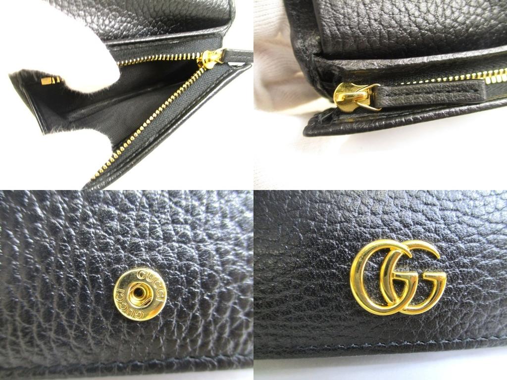 Authentic GUCCI GG Marmont Black Leather Bifold Wallet Compact Wallet #a866  Refurbished