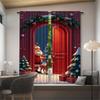 Stylish Set Of 2 Christmas Santa Claus Tree Pattern Printed Curtains Decorations Home Room Curtain Polyester