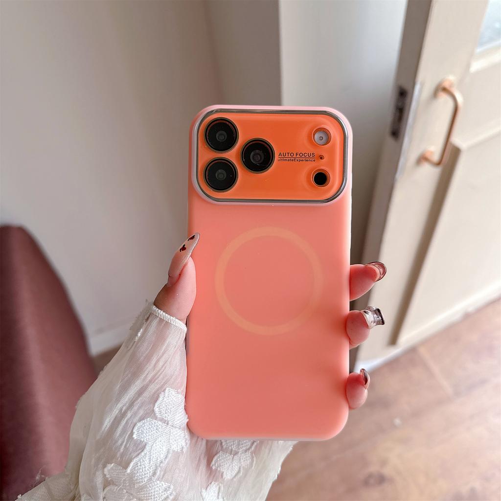 Luxury For Magsafe Jelly Large Window Silicone Case for iPhone 17 16 15 14 Pro Max Magnetic Wireless Charging Shock Matte Cover