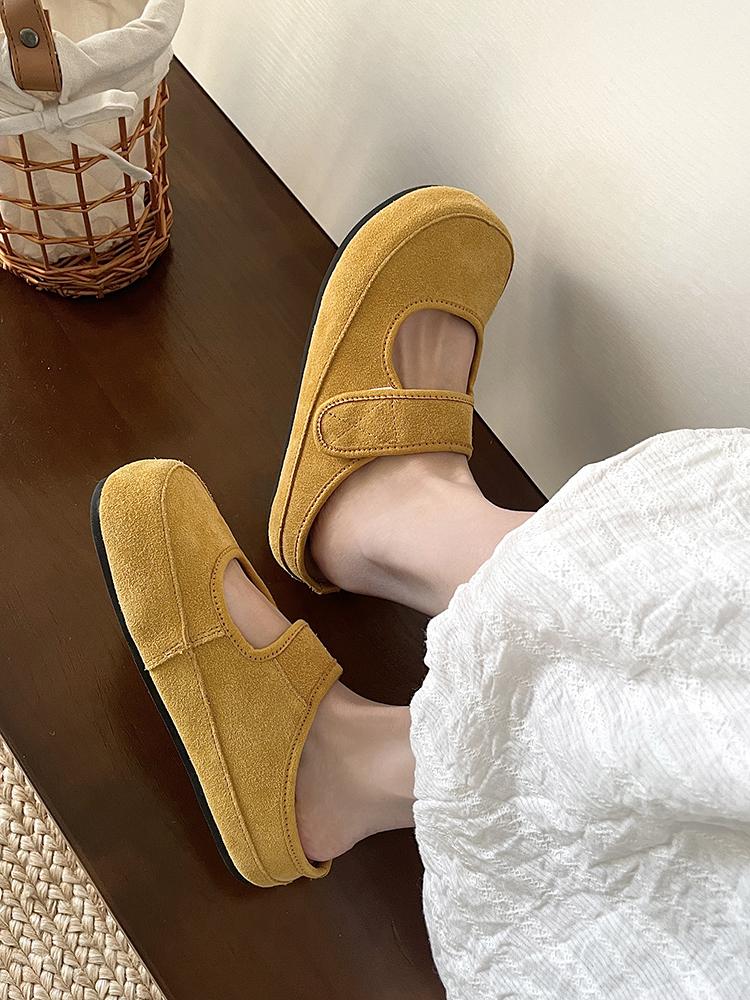 Fashion Women Clogs Cow Suede Leather Mules Slippers Lady Spring Summer Slip on Flats Female Beige Low-heeled Comfort New Girls Clogs