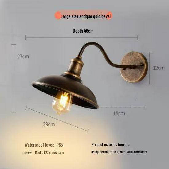 Retro American Outdoor Wall Lamp: Waterproof Lighting for Balcony, Corridor, Walkway, Garden, and Courtyard Fence.