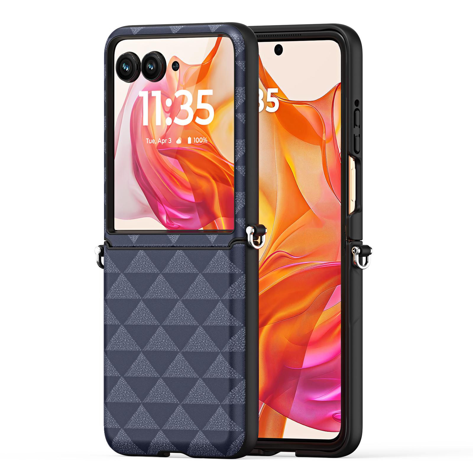 

DUX DUCIS Fitt Series for Motorola Razr 50 Ultra 5G Case Rhombus Leather+TPU Phone Cover Blue