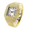 MISSFOX Luxury Diamond Watches for Men Hip Hop Style Bling Bling Iced Out Wristwatch Fashion Square Stainless Steel Waterproof Clock