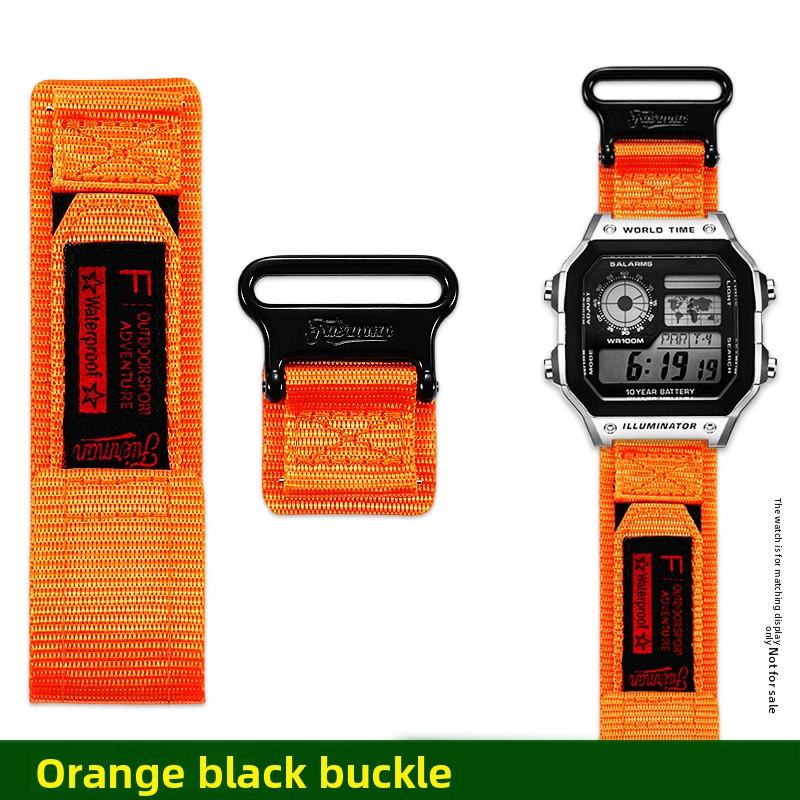 

AE1200 Nylon Watch band For Casio AE-1200/1300 A158 A168 F91w A159/A169 sports Breathable Watch Strap men Bracelet Accessories 18mm помаранчевий