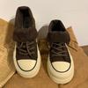 Maillard high-top board shoes for women wear autumn new niche versatile big-headed muffin retro canvas shoes
