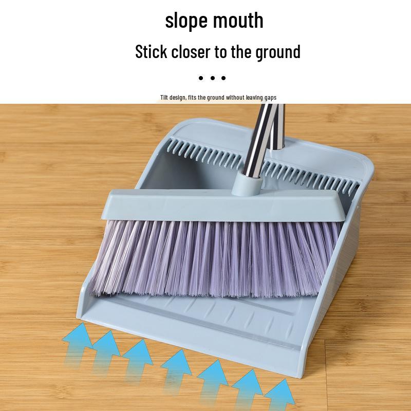 Household Broom & Dustpan Set with Soft Bristles and Non-Stick Squeegee