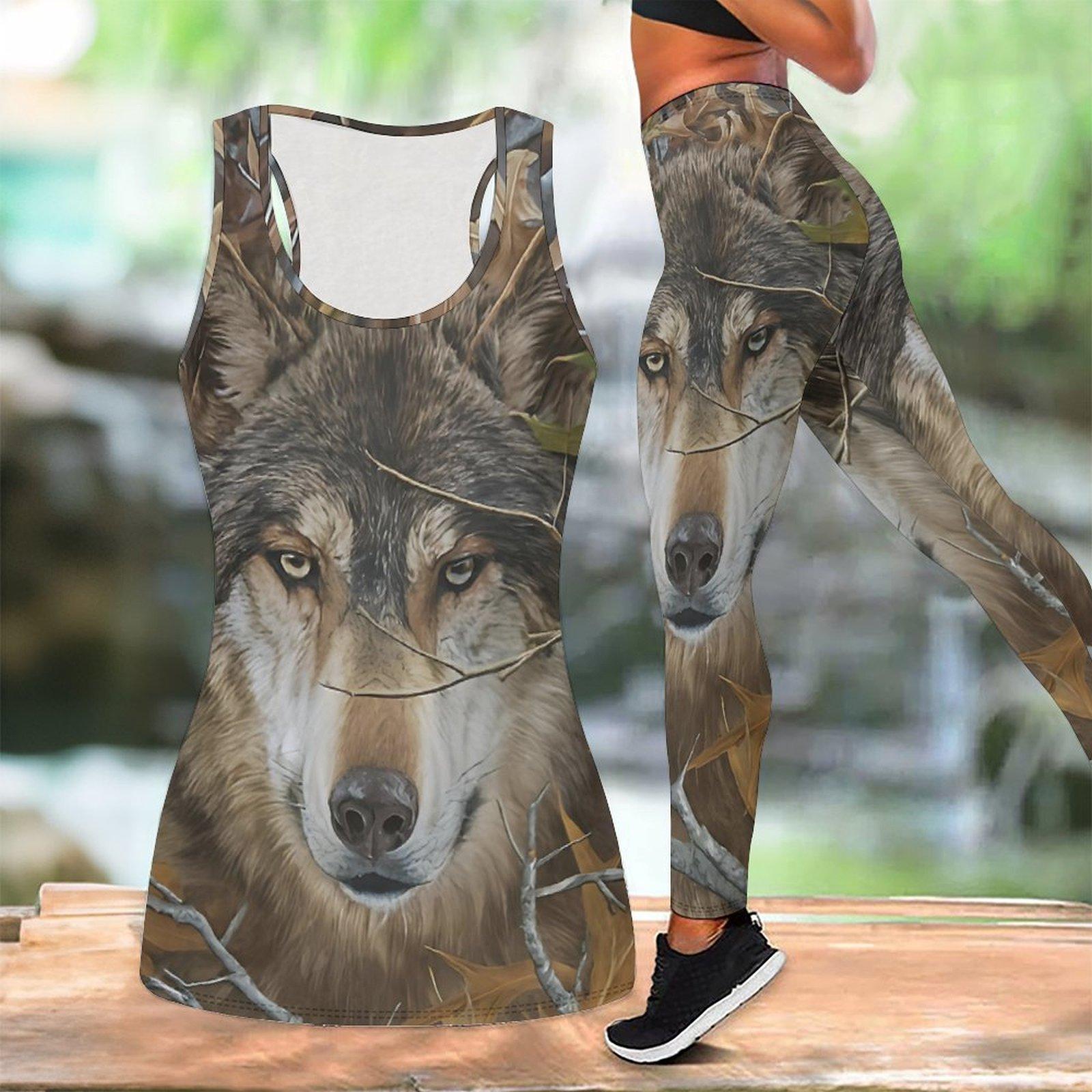 

Powerful Animals Pattern Print Yoga Outfit for Women Fashion Workout Leggings Fitness Sports Casual Yoga Set Sports Suit 8XL золотий
