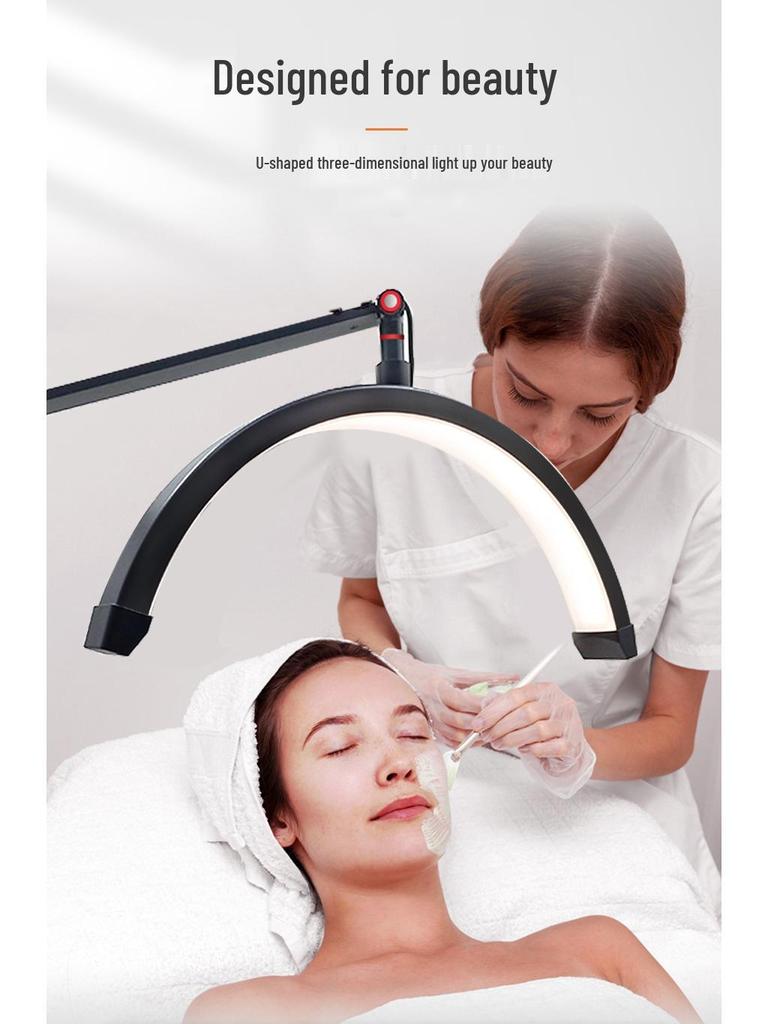 16" Half-Moon Beauty Light 20W with Articulated Arm for Nails, Microblading, Eyebrows, Eyelashes, Extensions, and U-Shaped Light