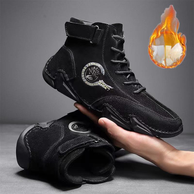 2025 Men Winter Boots Fashion Men Retro Snow Boots Casual Flat Cotton Shoes Men Outdoor Light Ankle Anti Slip Plush Warm Zapatos