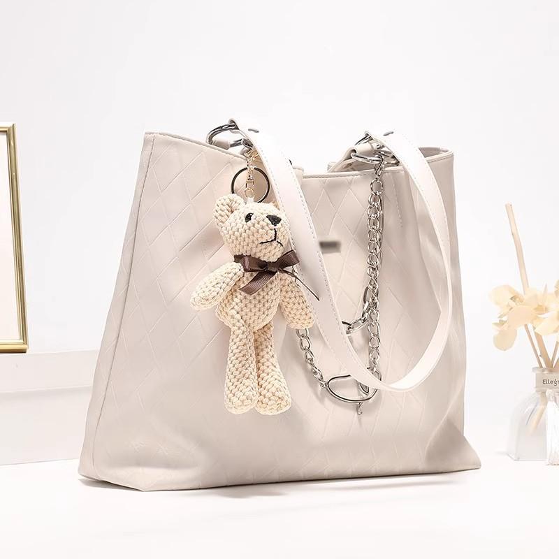 Leather Bag, Light Luxury, Large Capacity Tote Bag, Female College Student's New Commuting Handbag, One Shoulder Large Bag