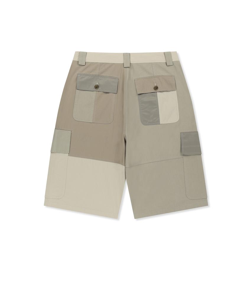 Mattengkim Patchwork Cargo Bermuda Pants For Men In Beige