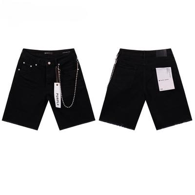 ZYLLO Vêtements Streetwear Tendance Déchirés de Luxe Shorts en Denim Mi-Longueur d'Été Jeans Unis Délavés pour Homme