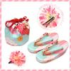 Kimono Set for Kimono Set Elegant A Set Patterned Nagajuban Hair Drawstring Waist Tabi Girls Aoi No [KYOETSU] [Kyoetsu] Shichi-Go-San (7-5-3 Festival)
