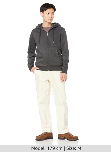 Amazon Essentials Men's Zip-Up Hoodie with Sherpa Lining and Fleece, Heather Charcoal, Size L