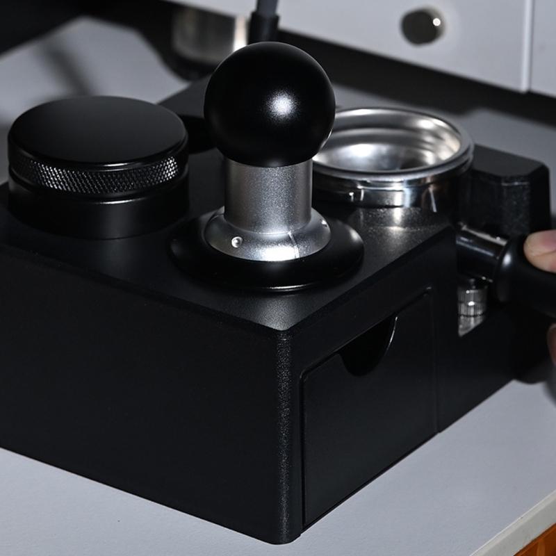 304 Stainless Steels Spring Loaded Coffee Tamper 58mm With Rippled Texture Base For Enhances Grip And Consistent Tamping