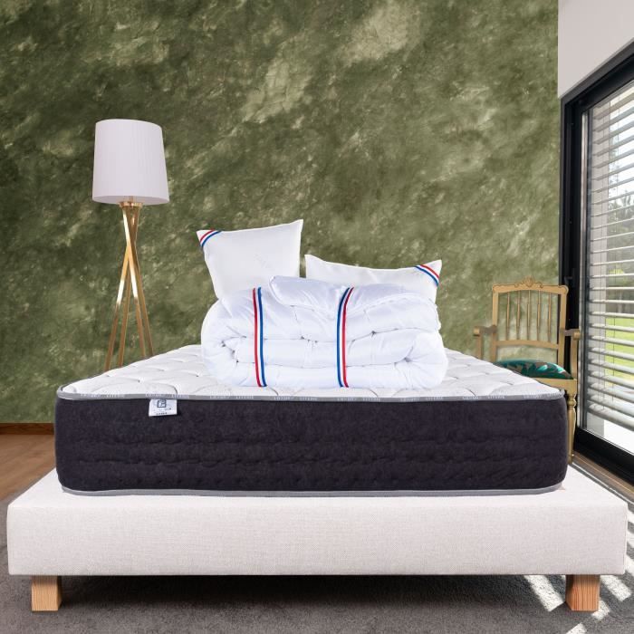 Ensemble Matelas Sérénité 160x200 cm + 2 Oreillers + Couette