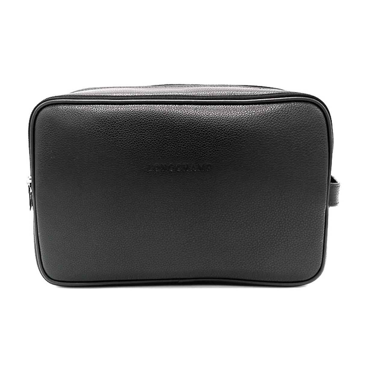 

Longchamp Le Foulonné 27 Solid Color Leather Makeup Bag Clutch Toiletry Bag Unisex Bags Black 1005021047 Basic Set (Bag+Dust Bag)