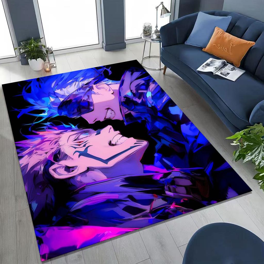 Anime Jujutsu Kaisen Yuji Satoru Kreskówkowy Dywanik do Sypialni Salonu Sofy Dekoracja Domu Wycieraczka, Duża Mata Podłogowa Antypoślizgowa do Zabawy dla Dzieci