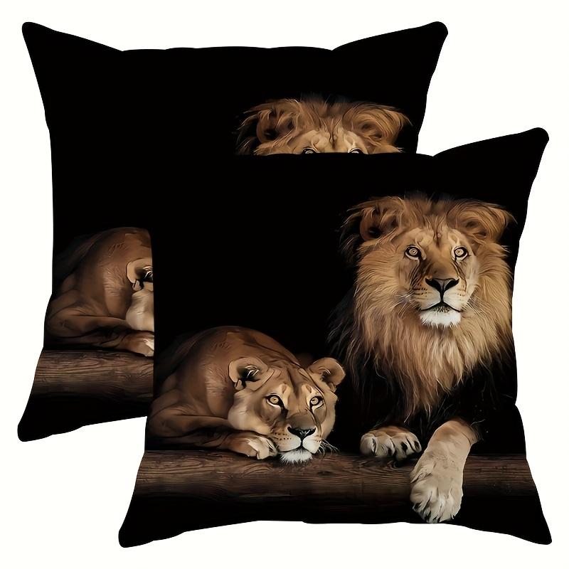 Lions Peeking On Black Pillowcasecushion Covers, Zippered, Decorative Pillowcases, 45X45 Cover Sleeves