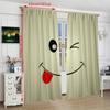 2 STÜCK - Freches Smiley-Gesicht - Bedruckter Vorhang - Polyestermaterial - geeignet für Schlafzimmer, Wohnzimmer, Arbeitszimmer, privaten Bereich
