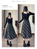 New Autumn/Winter Plus-Size Plaid Wool A-Line Midi Skirt for Women with Slimming Wide Hem