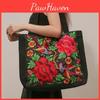 Canvas Flower Embroidery Tote Yogodlns Bag Ethnic Style Shoulder Bag Large Capacity Handbag For Women
