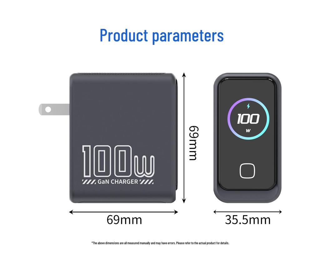 AI 100W Gallium Nitride Multi-Port Fast Charger for Laptops, Tablets, and Phones