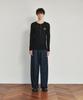 Hoite Fitted Rib Henley Neck T-Shirt (Black)