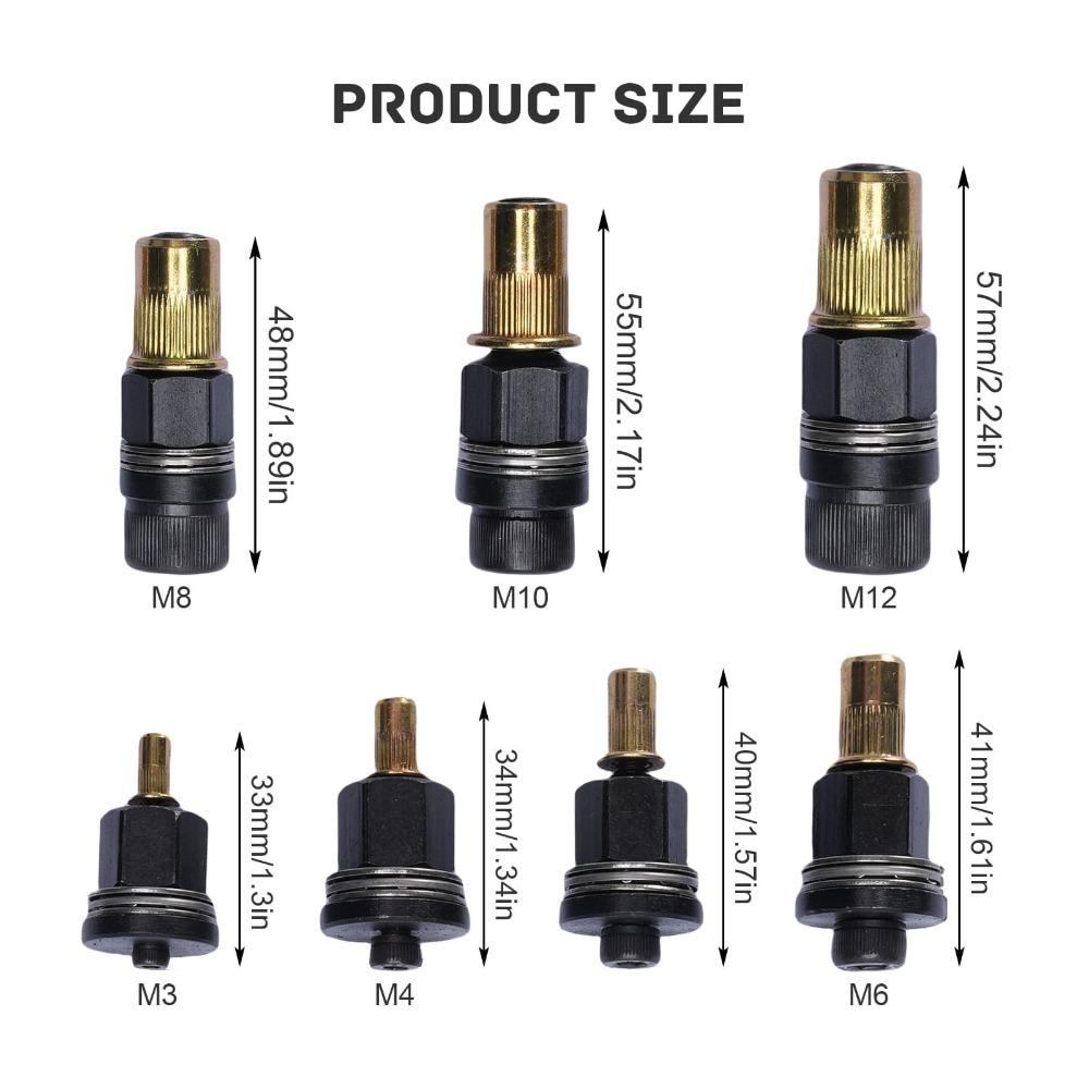 7pcs Drill Powered Operation Rivet Nut Tool Multifunctional Rivet Tool  Hardware Applications