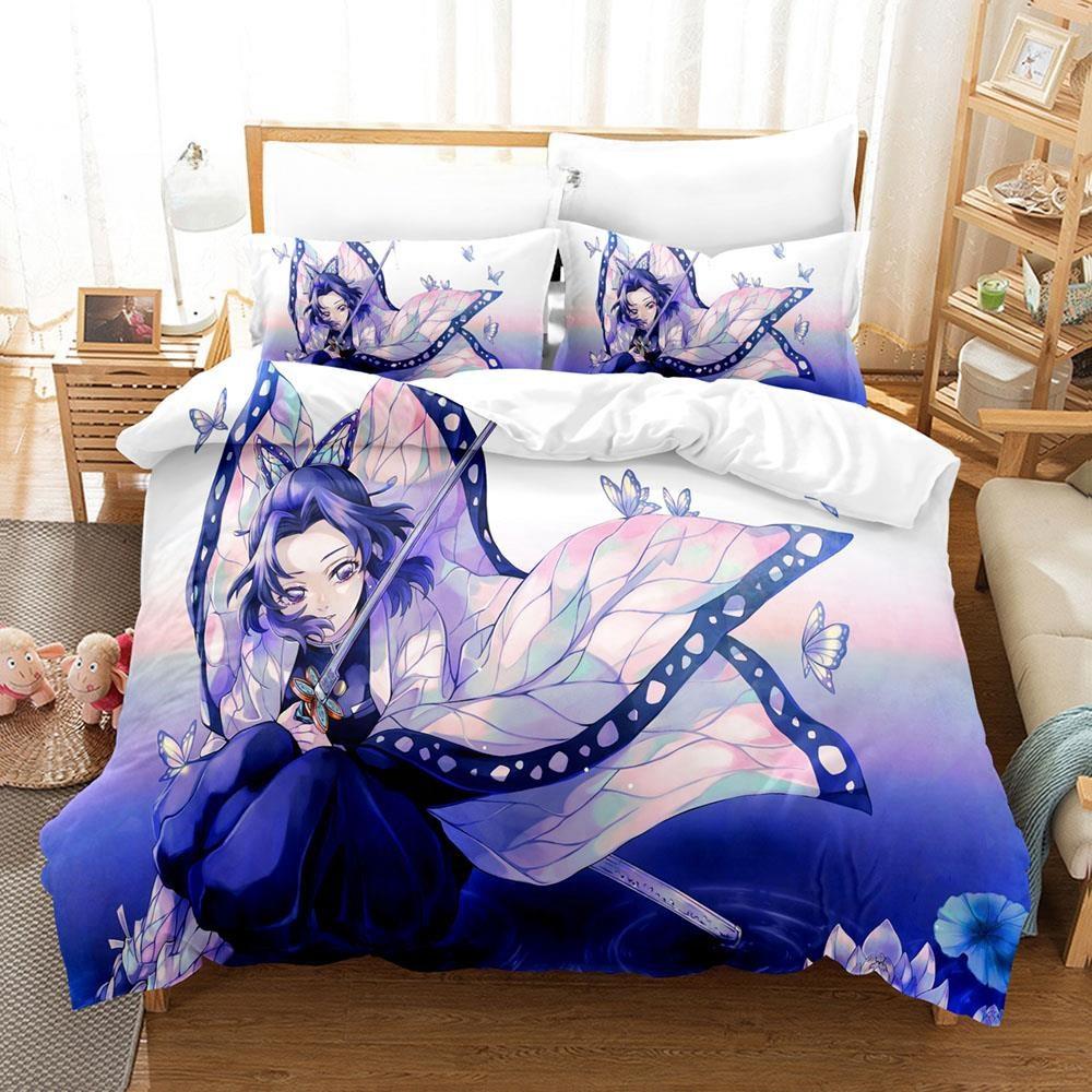Fashion Anime Demon Slayer Bedding Collection Single Twin Full Queen King Size Bed Collection Adult Kid Bedroom Duvet Cover Collection Home Textiles