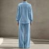 Women's Casual Velvet Long Sleeve Top and Pants Two Piece Set