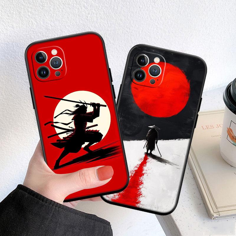CJ70 Japan Samurai Soft Shell Phone Case for iPhone 16 15 14 13 12 Pro Max Plus Mini