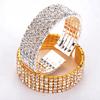 Bracelet large en strass transparent à 5 rangées pour femmes, manchette ouverte, bijoux de mariée