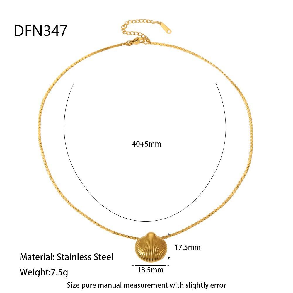 ins Ocean Series Stainless Steel Shell Imitation Pearl Pendant Necklace Women's Plated 18k Gold Waterproof Jewelry Light Luxury