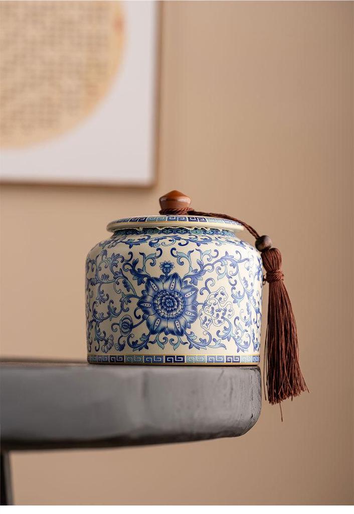 Qinghua Ru Kiln Ceramic Tea Caddy - High-End Moisture-Proof Storage for Green, White, and Pu-erh Tea, Chinese Style Sealed Jar