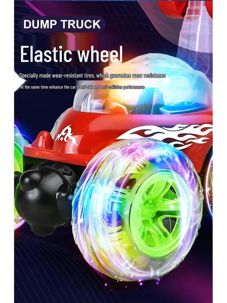 Remote Control Stunt Car with Lights, Music, and Twisting Action - Transforming Toy for Kids