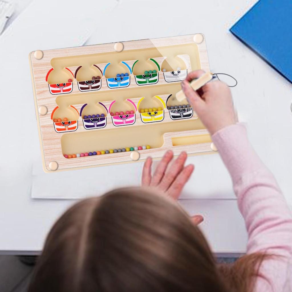 Magnetic Maze Color Sorting Game Kids Toys Fine Motor Training Pen Control Moving Bead Sensory Montessori Play Educational Toys