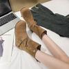 Frosted leather two-wear medium tube short boots Western cowboy fashion boots Women's autumn and winter retro simple and comfortable flat-bottome
