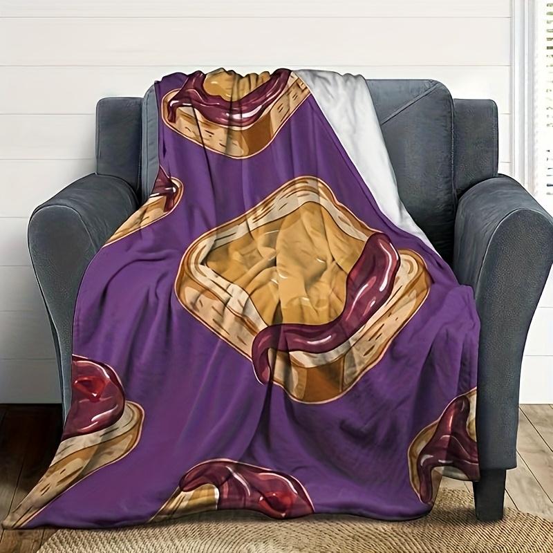 Jam Breakfast Design Pattern Flannel Printed Blanket Suitable for All Seasons Suitable for Living Room Office Sofa and Travel