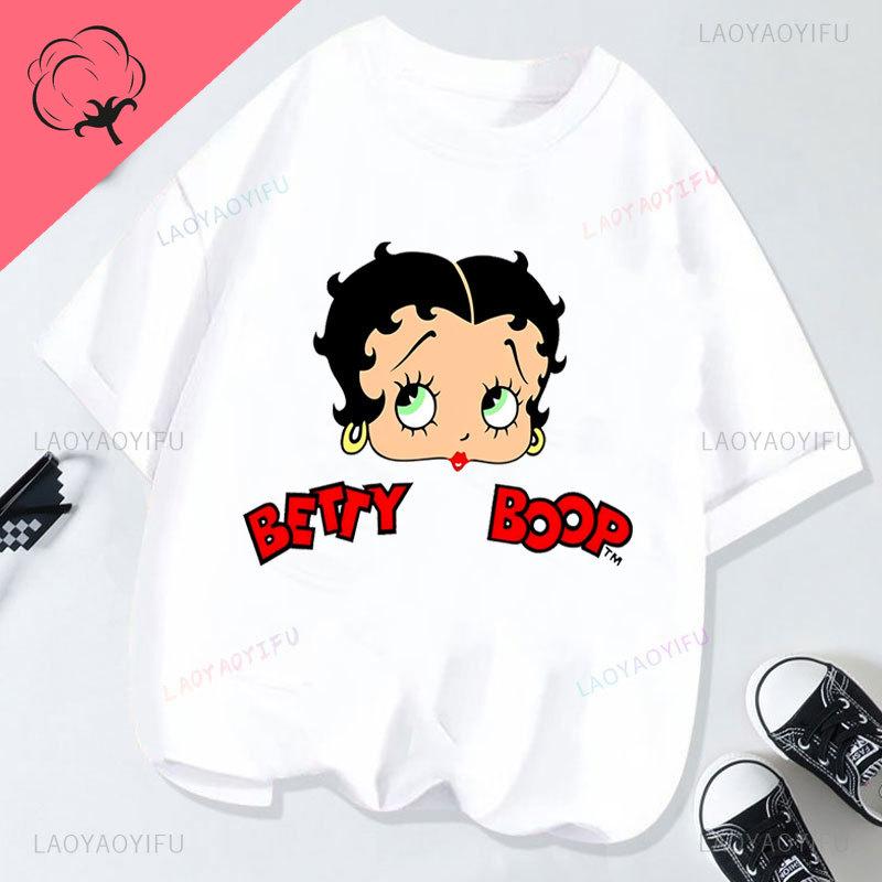 New Fashion BettyBoop T Shirt Kawaii Cotton Crewneck 2000s Clothes Y2k Women Shoujo Girl Style Creativity Tee