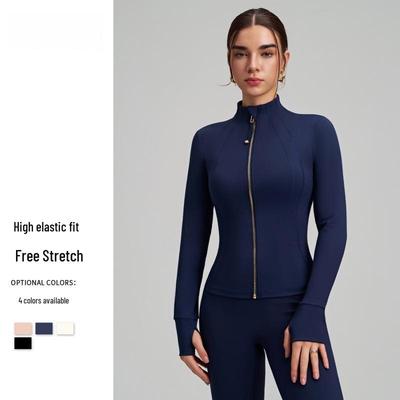 Dames Slim Fit Yoga Ritsjack - Opstaande Kraag, Taille met Trekkoord, Fitness & Hardlopen Actieve Kleding, Zomer 2025.