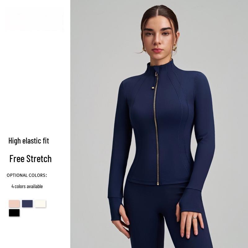 Γυναικείο Στενό Ζακέτο Γιόγκα με Φερμουάρ - Όρθιος Γιακάς, Κορδόνι στη Μέση, Αθλητικά Ρούχα για Γυμναστική & Τρέξιμο, Καλοκαίρι 2025.