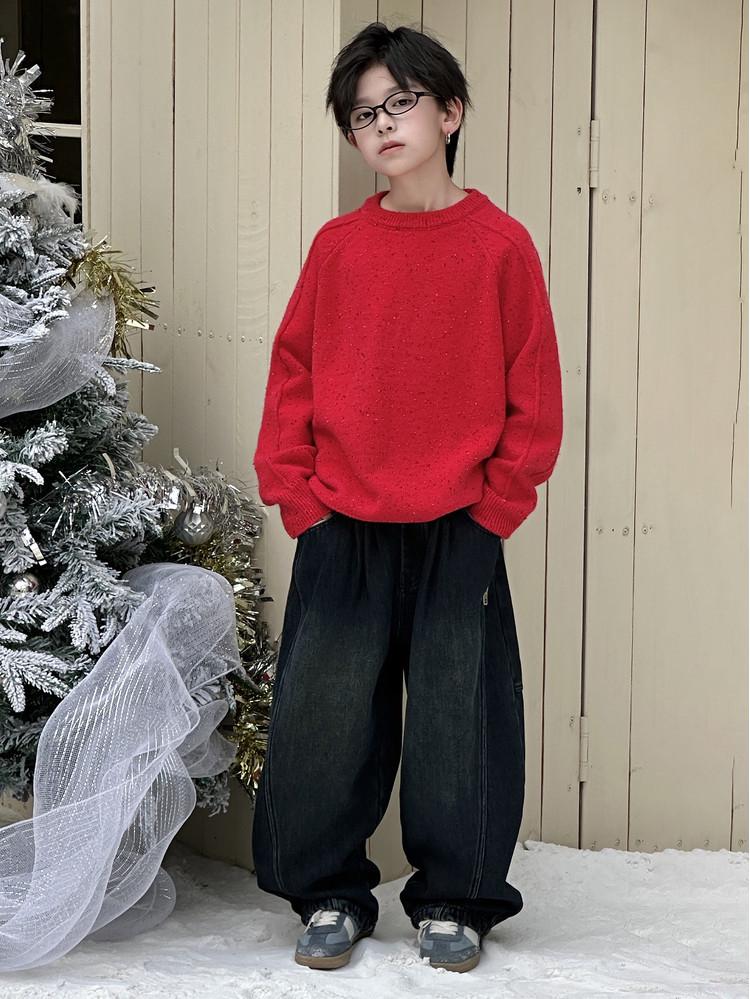 Boys' Non-Pilling Warm Knit Sweater, Korean Style, Long-Sleeved, Autumn/Winter 2025