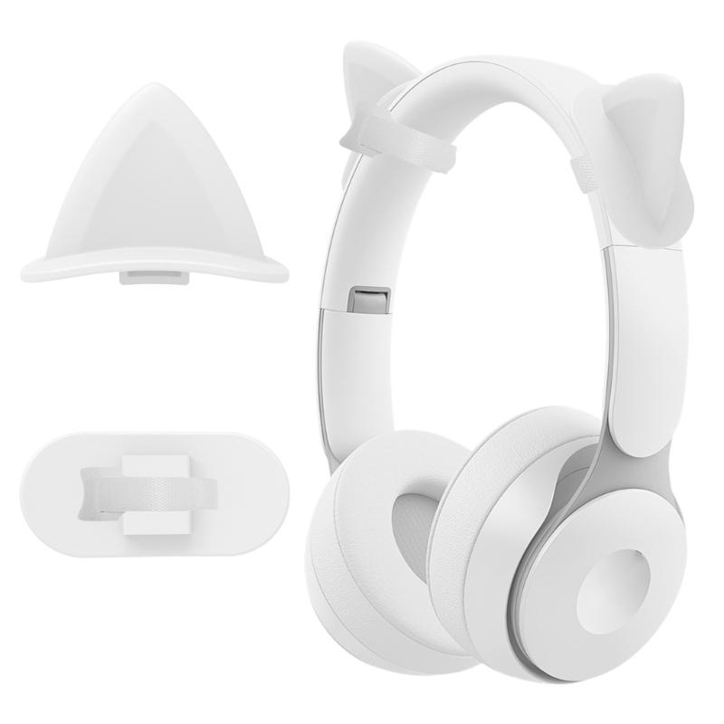 1pair Silicone Cats Ear Headphone Covers Compatible for Most Over Ear Headsets Lightweight Decors Universal Fit