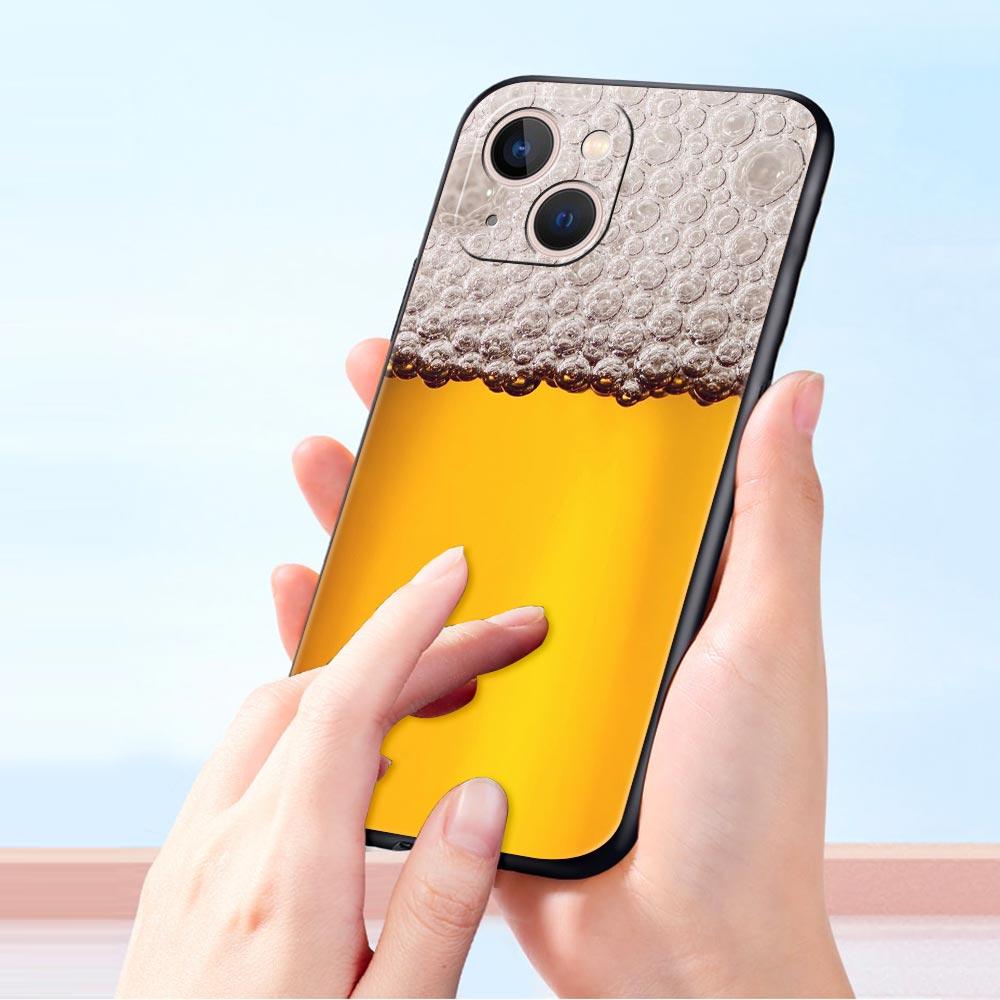 Alkohol Sommer Blase Für iPhone 11 12 13 15 14 Pro Max Handyhülle X XR XS 7 8 Plus SE 2020 Luxus Schwarz Silikon Hülle Funda